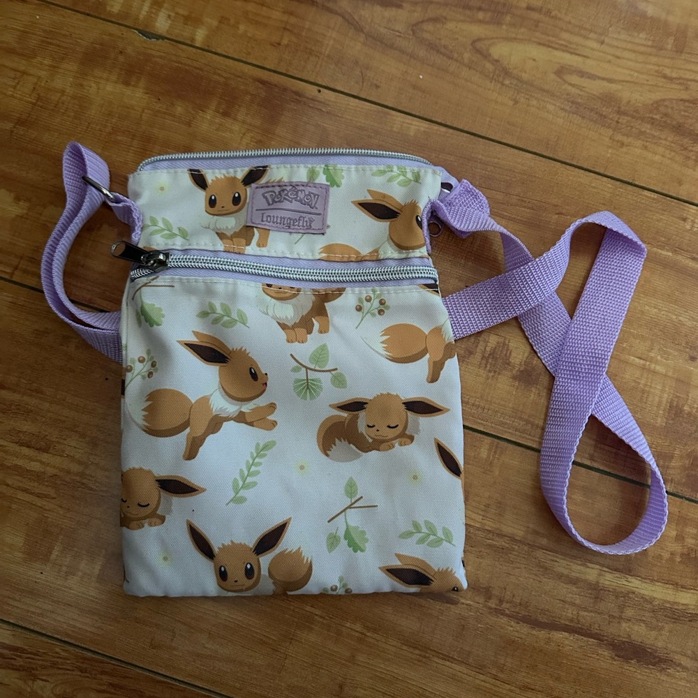 Loungefly Eevee Patterned Bag with Purple Strap